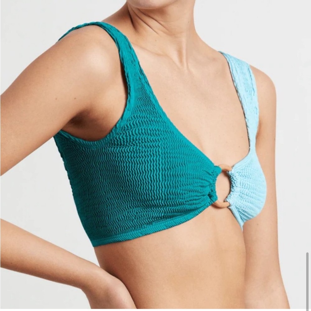 Cleonie Swim Lilly Teal and Light Blue Bikini Top